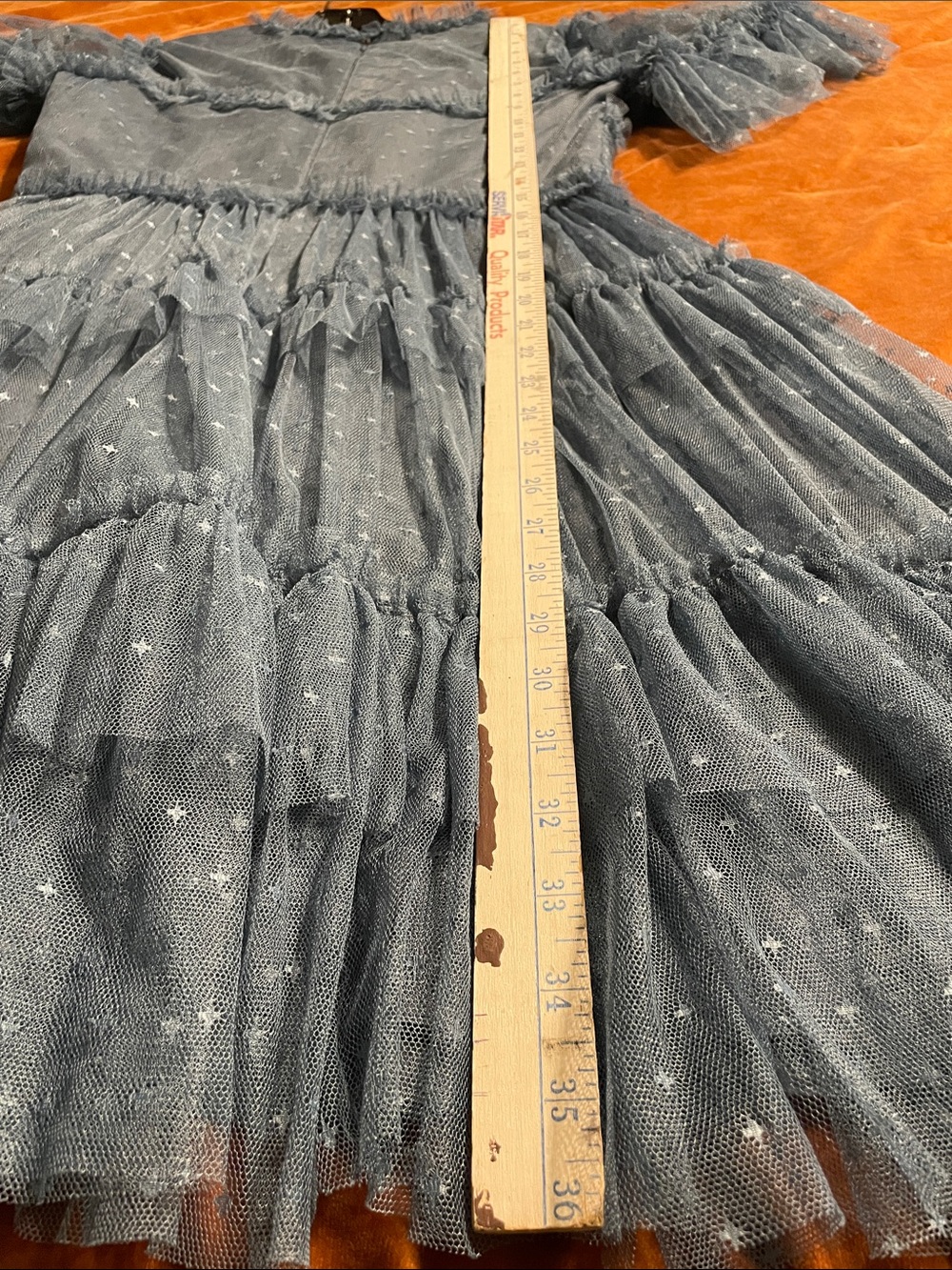Ivy City Co Dusty Blue Ruffle Tulle Dress - Picture 12 of 17